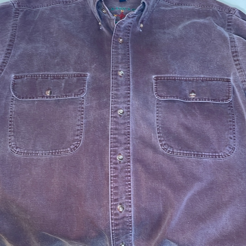 GH BASS & Co purple Compass Denim long sleeve button down men’s size L (16.5) - Picture 5 of 14